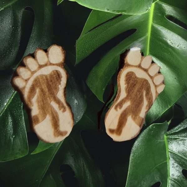 Bigfoot Footprint Wooden Earrings